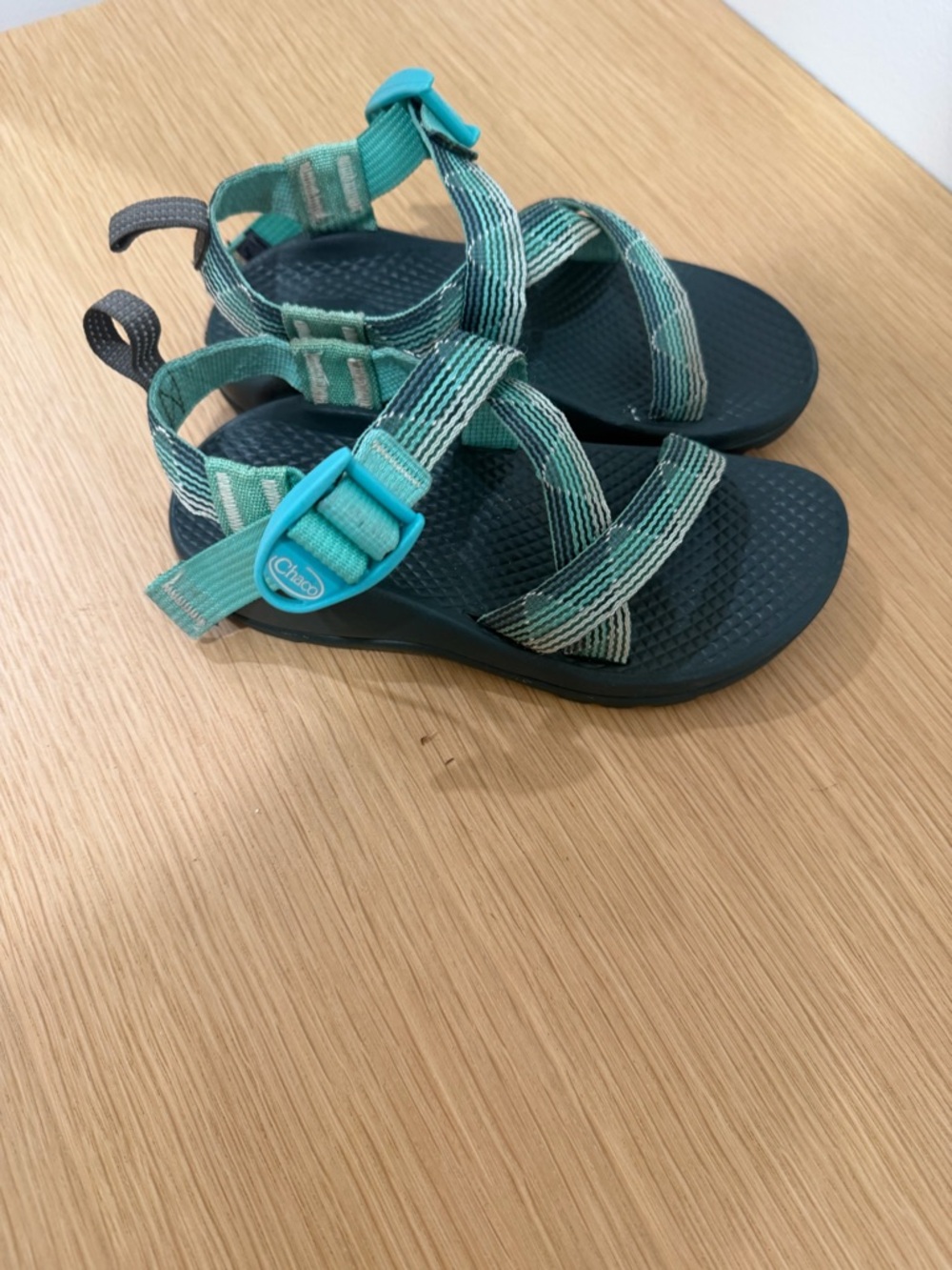 Chaco Kids' Teal Striped Z/Cloud Sandals - US 12